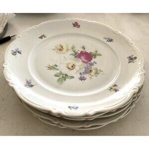 Mitterteich Bavaria Meissen Floral Germany Lot of 5, 10" Dinner Plates